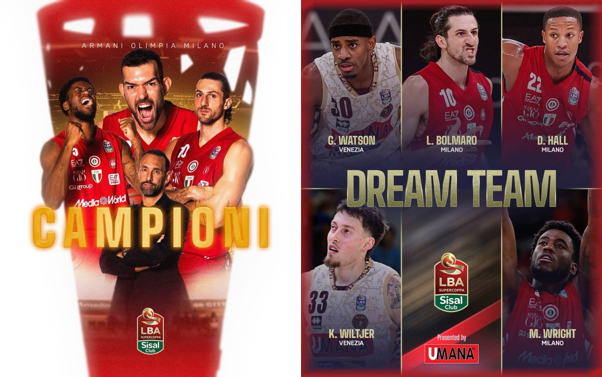 Supercoppa LBA, il Dream Team della manifestazione premia Milano e Venezia