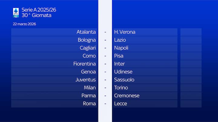 30 giornata serie a calendario