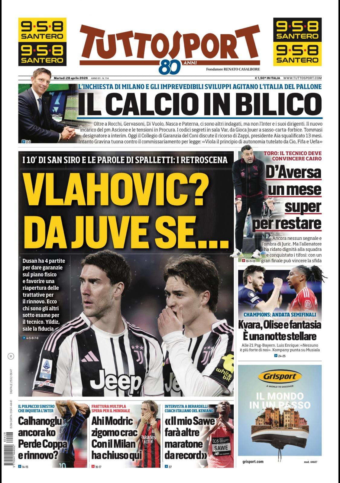 La prima pagina di Tuttosport