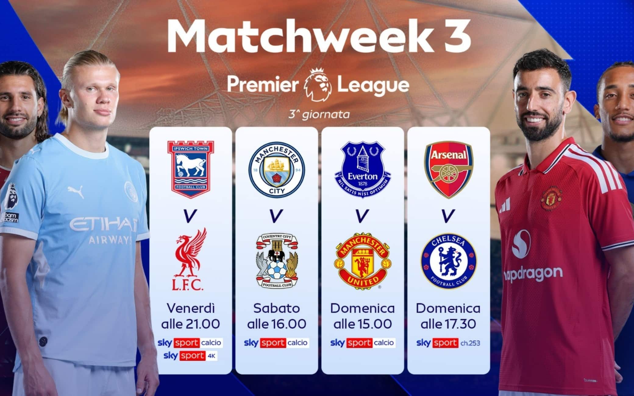 Premier League e Bundesliga: tutte le gare del weekend su Sky e NOW