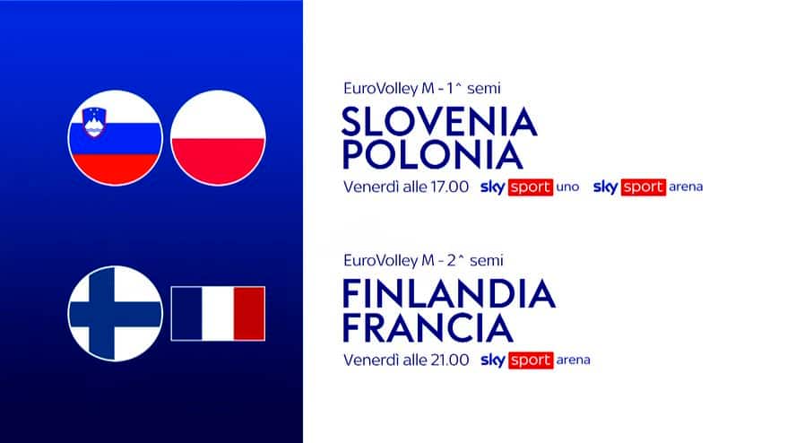 Europei Volley, venerdì le semifinali live su Sky