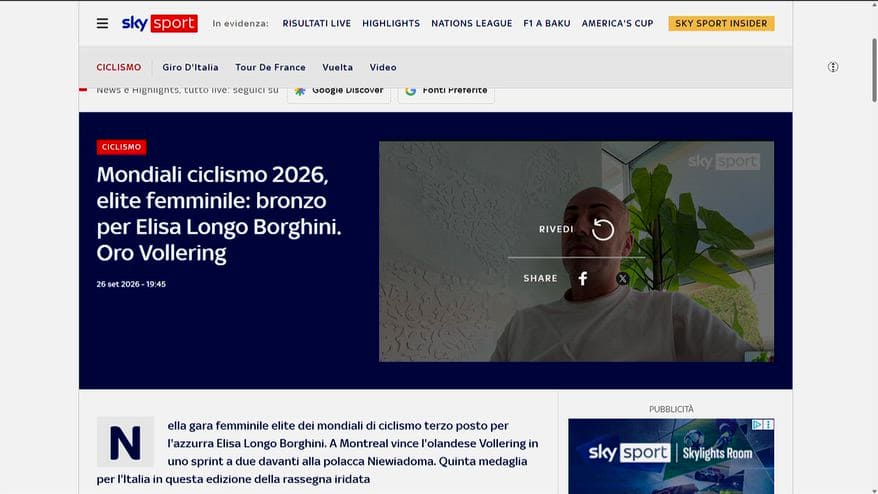 Mondiali ciclismo, Longo Borghini bronzo a Montreal