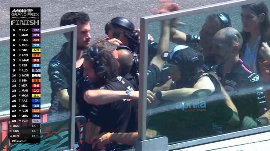 Bezzecchi, la commozione dopo aver vinto al Mugello