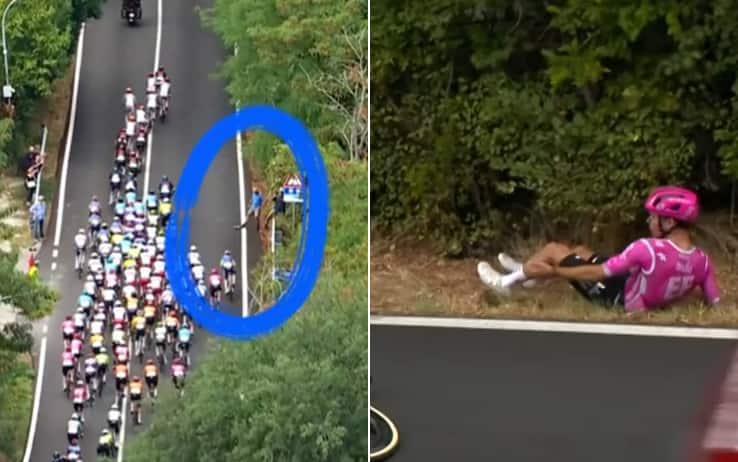 Giro d'Abruzzo, Burckel cade per una borraccia calciata nel gruppo da spettatore. VIDEO