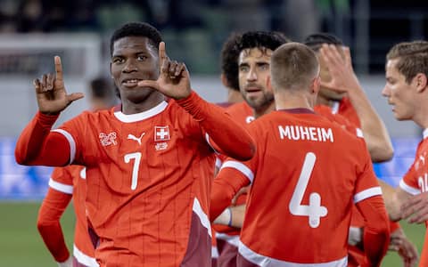 St.Gallen, Switzerland, March 25st 2025: Goalscorer Breel Embolo (7 SUI) during the friendly match between Switzerland and Luxembourg at Kybunpark in St.Gallen, Switzerland. Philipp Kresnik (Philipp Kresnik SPP) PUBLICATIONxNOTxINxBRAxMEX Copyright: xPhilippxKresnikx xSPPx spp-en-PhKrSp-_KRE5318-Verbessert-RR-2