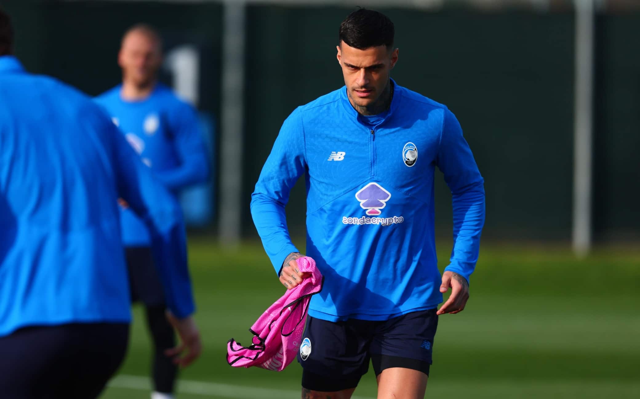 Giocatori Atalanta in allenamento