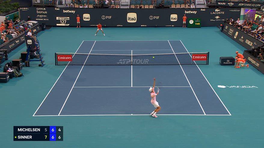 Atp Miami, il match point di Sinner contro Michelsen
