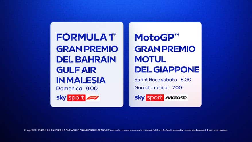 Formula 1 e MotoGP: doppio appuntamento su Sky Sport!