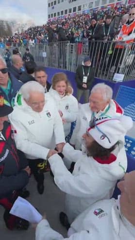 Mattarella saluta Federica Brignone dopo l'oro nel Super G