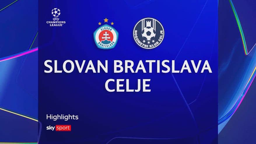 Slovan Bratislava-Celje 1-1: gol e highlights Champions