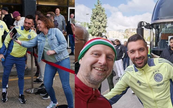 Farioli con i tifosi dell'Ajax a Baku