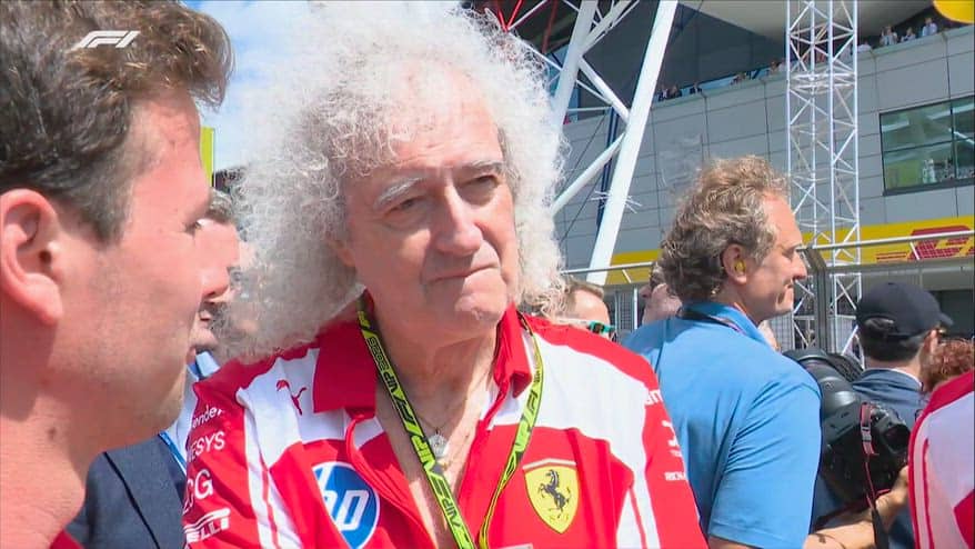 GP Silverstone, Brian May ospite speciale in maglia Ferrari