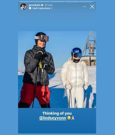 Sinner e il pensiero per l'amica Vonn