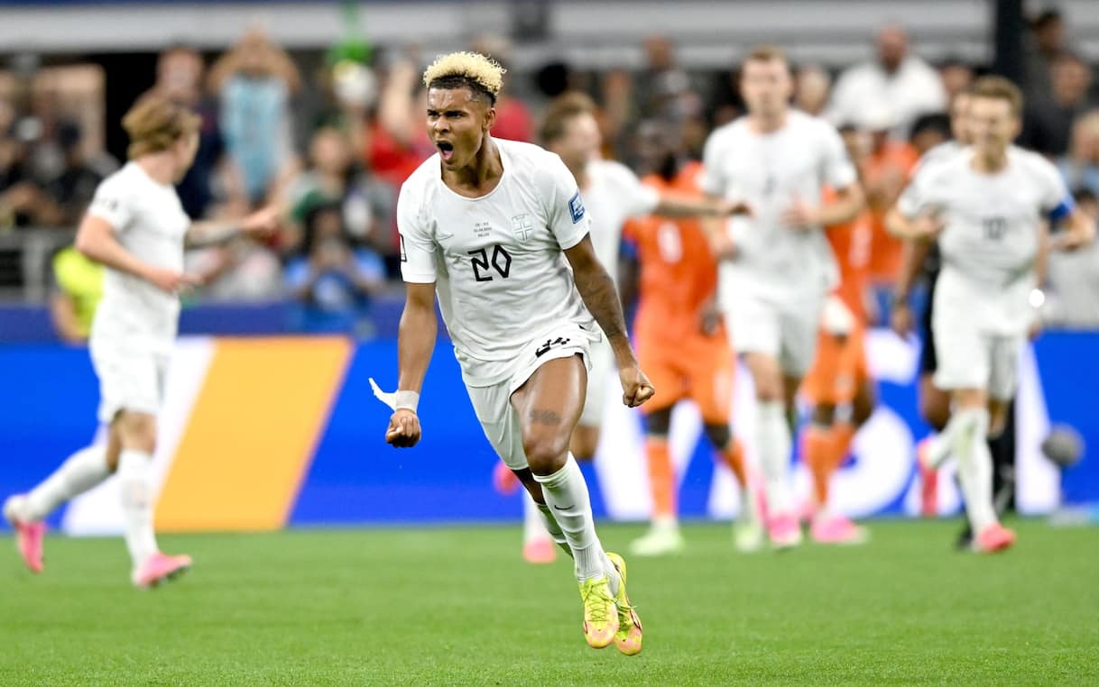 Antonio Nusa esulta dopo il gol in Costa d’Avorio-Norvegia