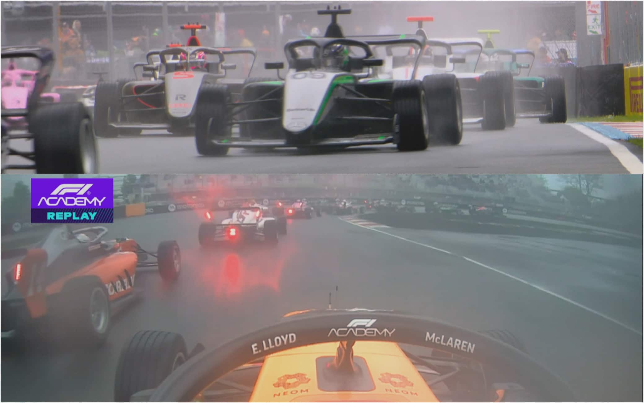 La situazione della pista di Montreal durante la gara di F1 Academy