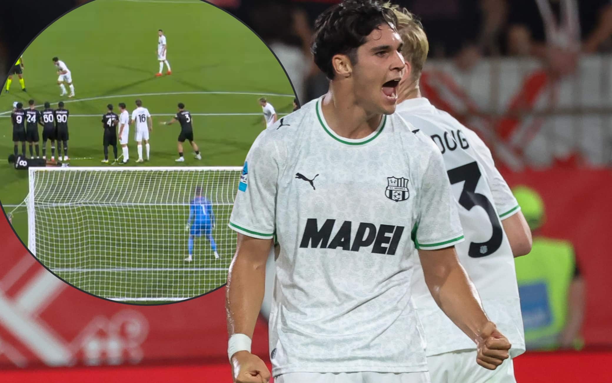 Adzic, il gol in Monza-Sassuolo è un capolavoro: il video della rete su punizione
