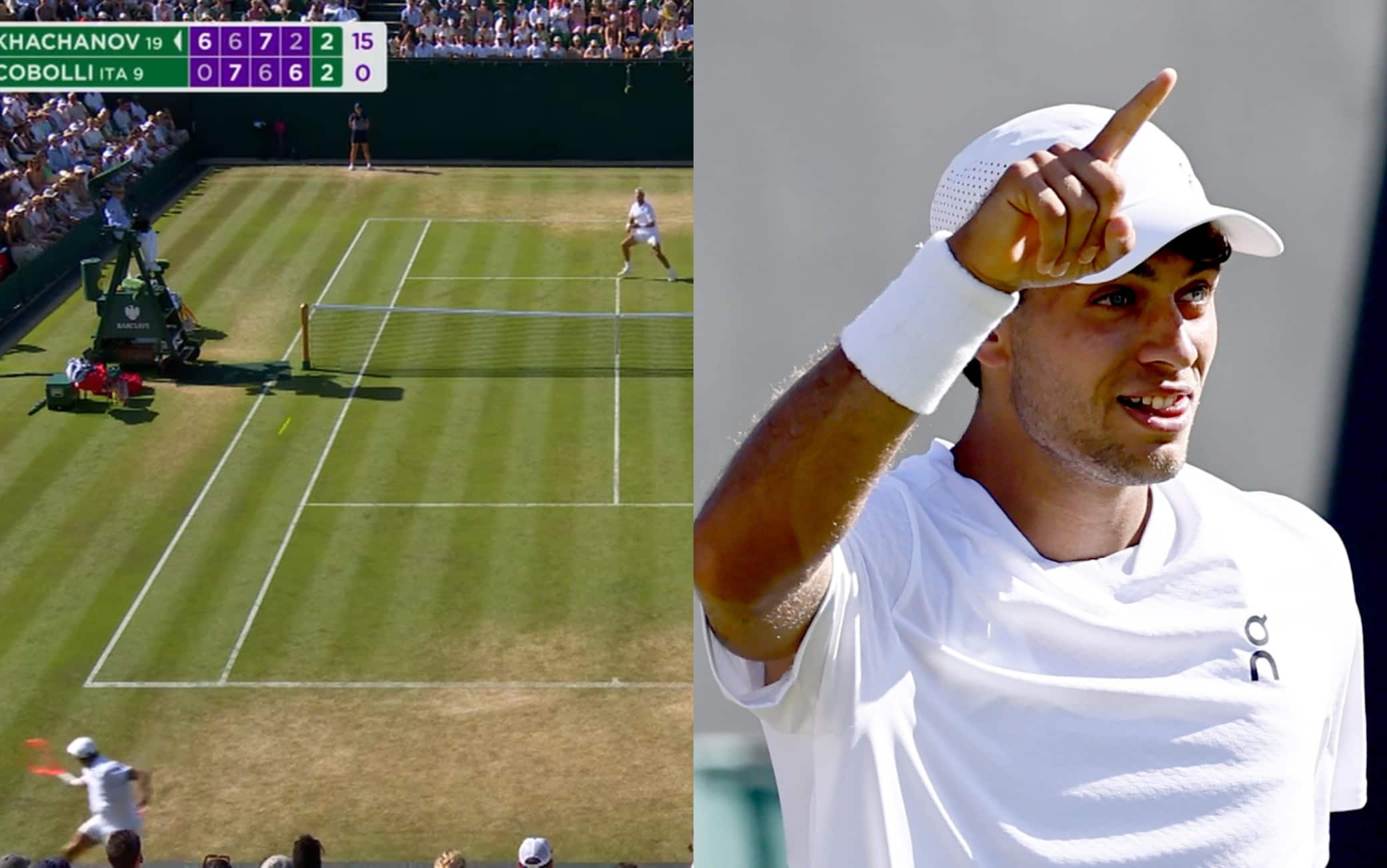 Cobolli a Wimbledon: passante stupendo contro Khachanov