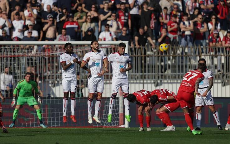 AC Monza's forward Daniel Maldini scores goal during the Italian Serie A soccer match between AC Monza and Cagliari at U-Power Stadium in Monza, Italy, 16 March 2024. ANSA / ROBERTO BREGANI