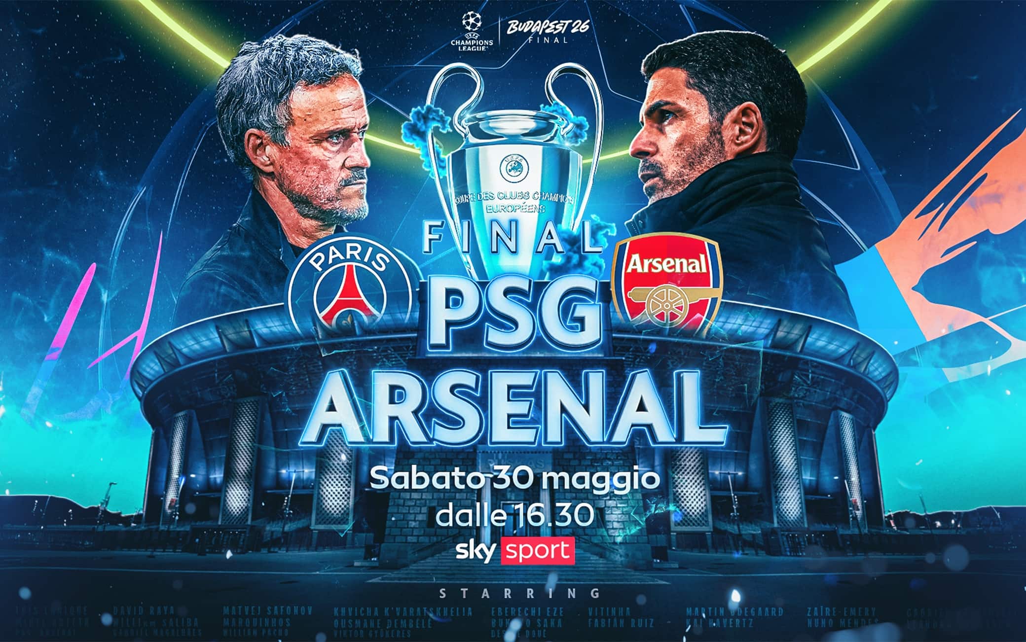 Psg-Arsenal, finale di Champions League: dove vederla in tv e streaming