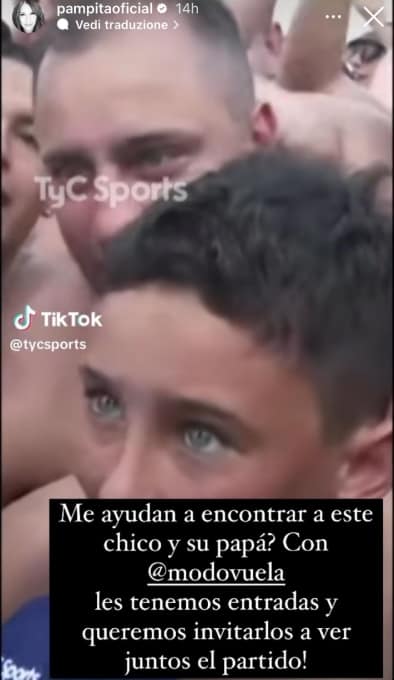 Il messaggio social di Pampita