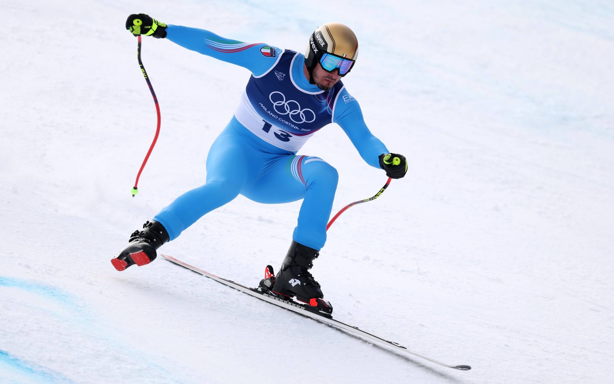 Dominik Paris, sci staccato alle Olimpiadi durante il SuperG: la fotosequenza