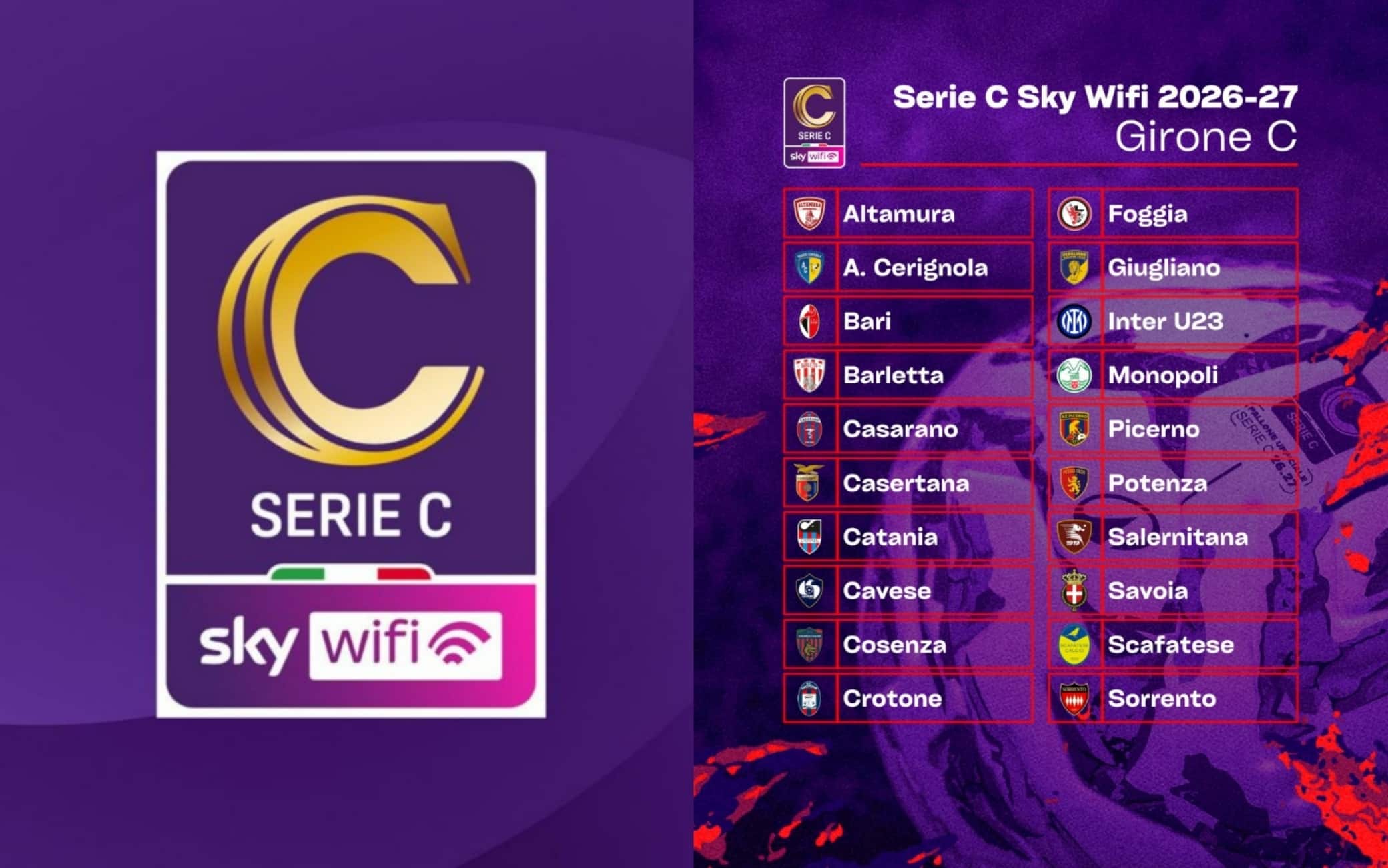 Serie C, le squadre del girone C 2026-2027