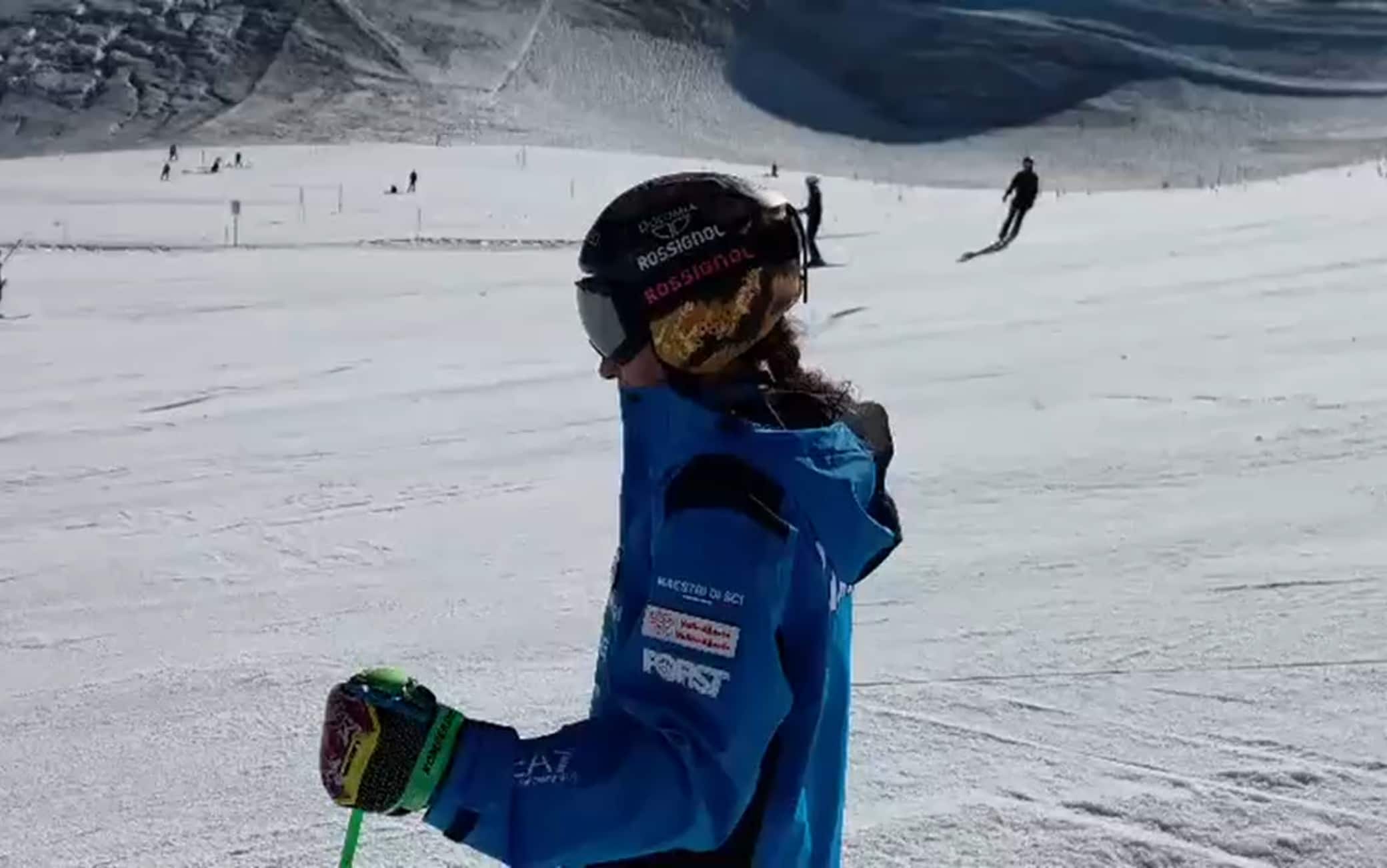 Sci, Federica Brignone torna ad allenarsi in pista a Cervinia. Video