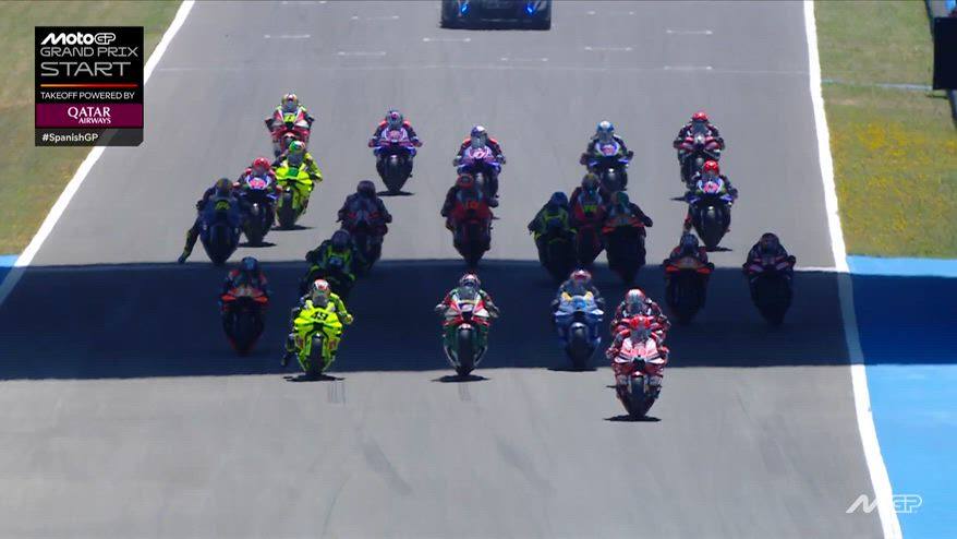 MotoGP, la partenza e il primo giro del GP a Jerez