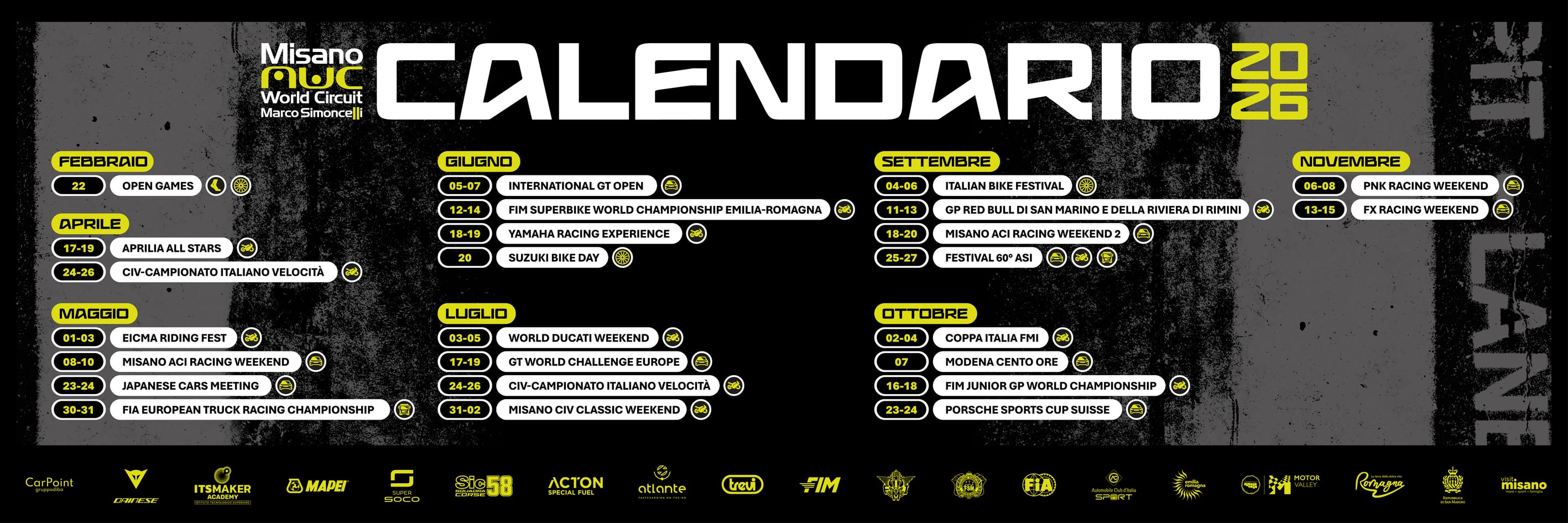 Calendario Misano stagione 2026
