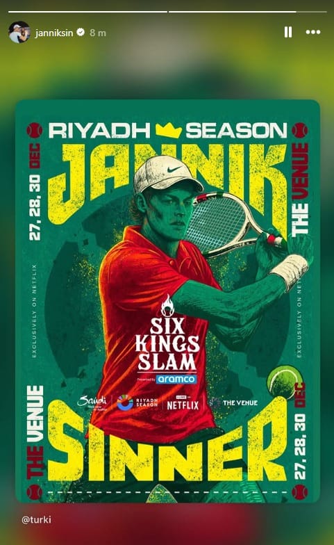 La locandina del Six Kings Slam con Sinner