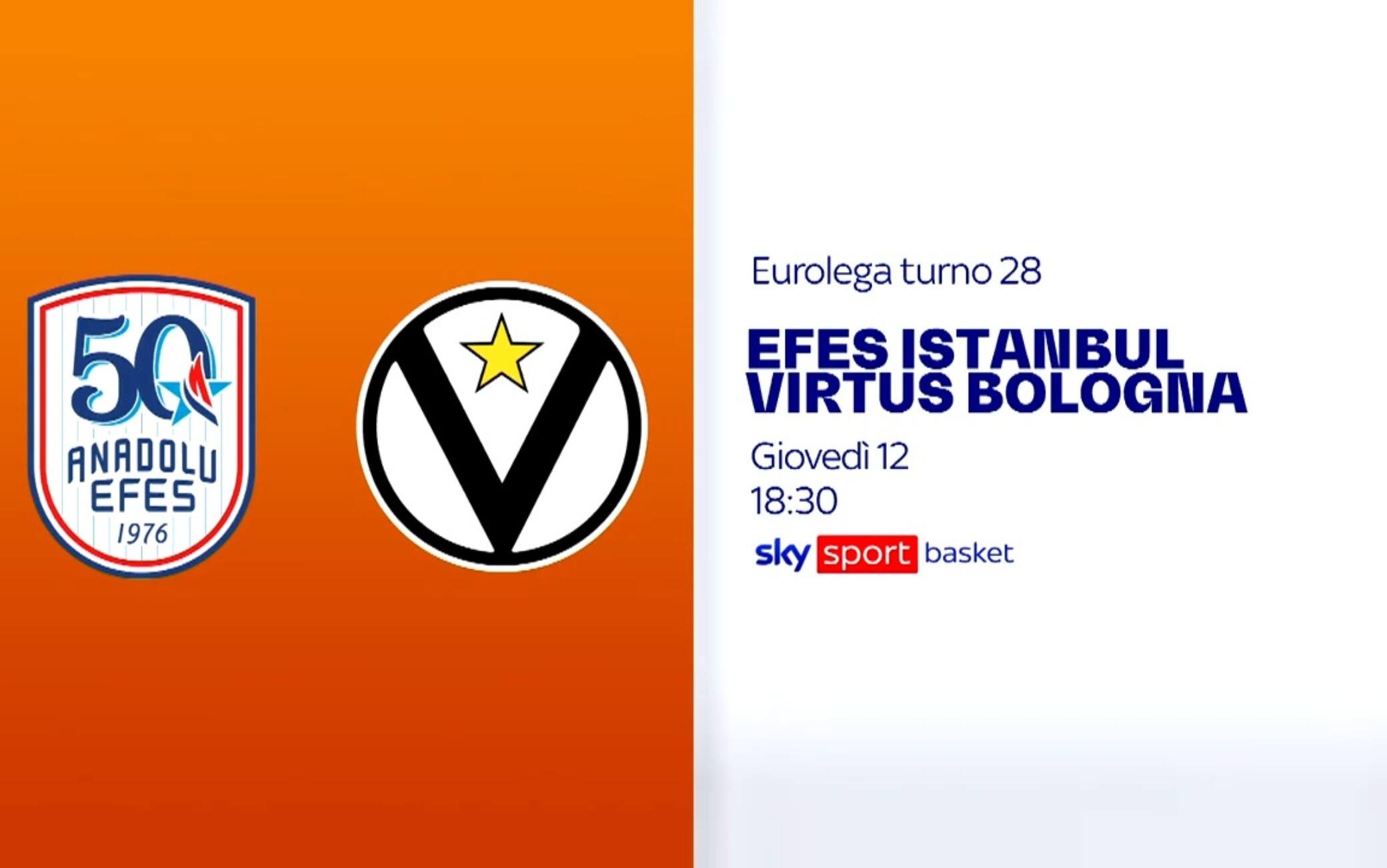 Efes-Virtus Bologna di Eurolega: dove vedere la partita in tv e streaming