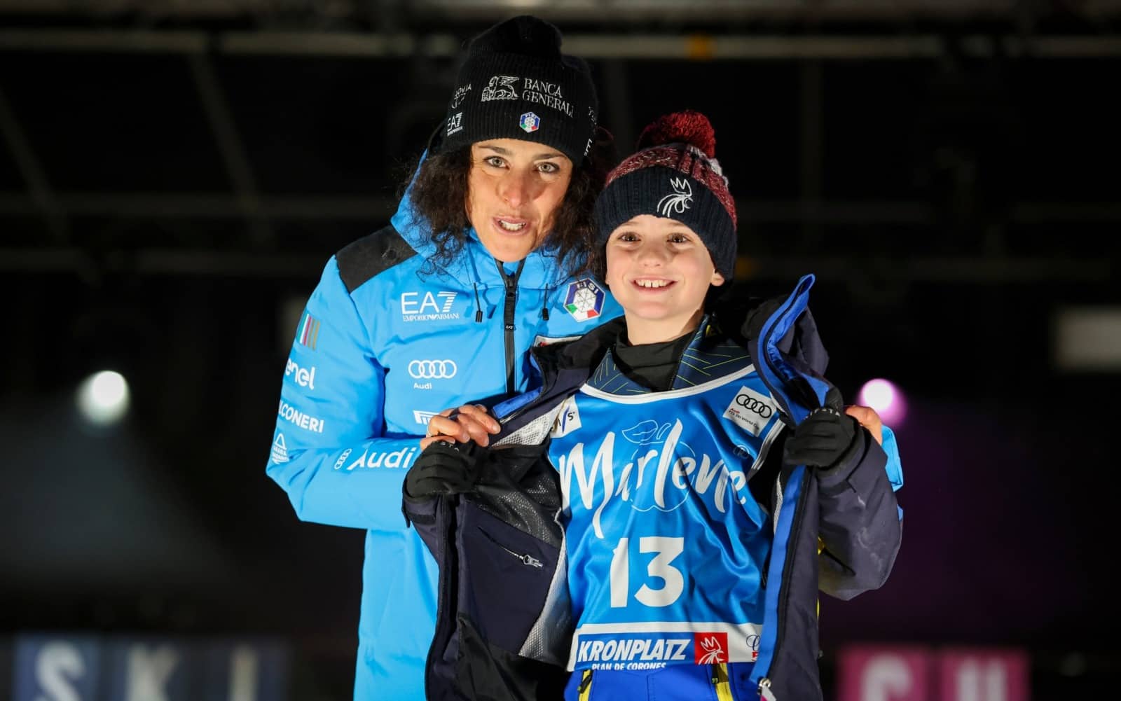 Federica Brignone col pettorale 13 nel gigante di Kronplatz