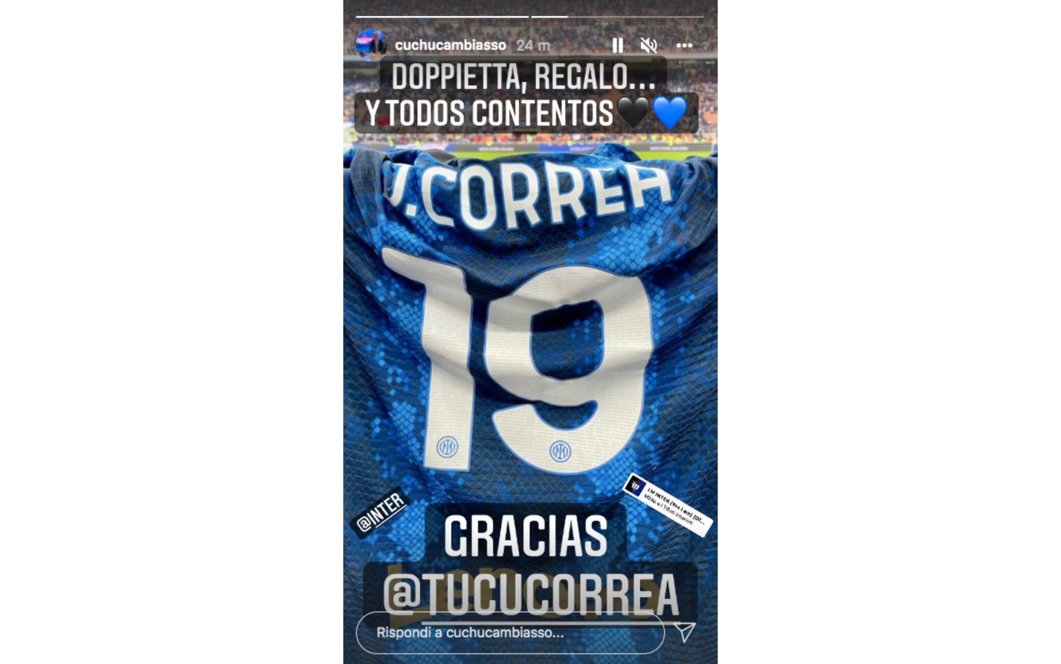 La storia Instagram postata da Cambiasso