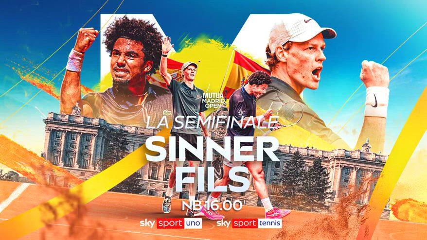 Semifinale Madrid Open, oggi Sinner-Fils su Sky