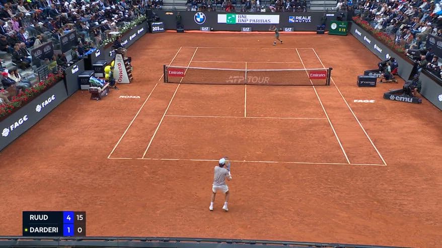 Darderi, che punto con Ruud: veronica alla Panatta!