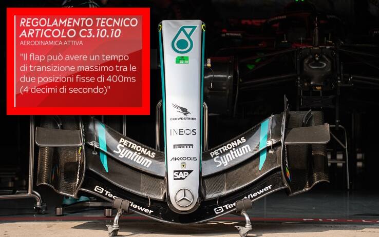 F1, l'anomalo movimento dell'ala Mercedes in Cina: cosa è successo e la posizione Fia