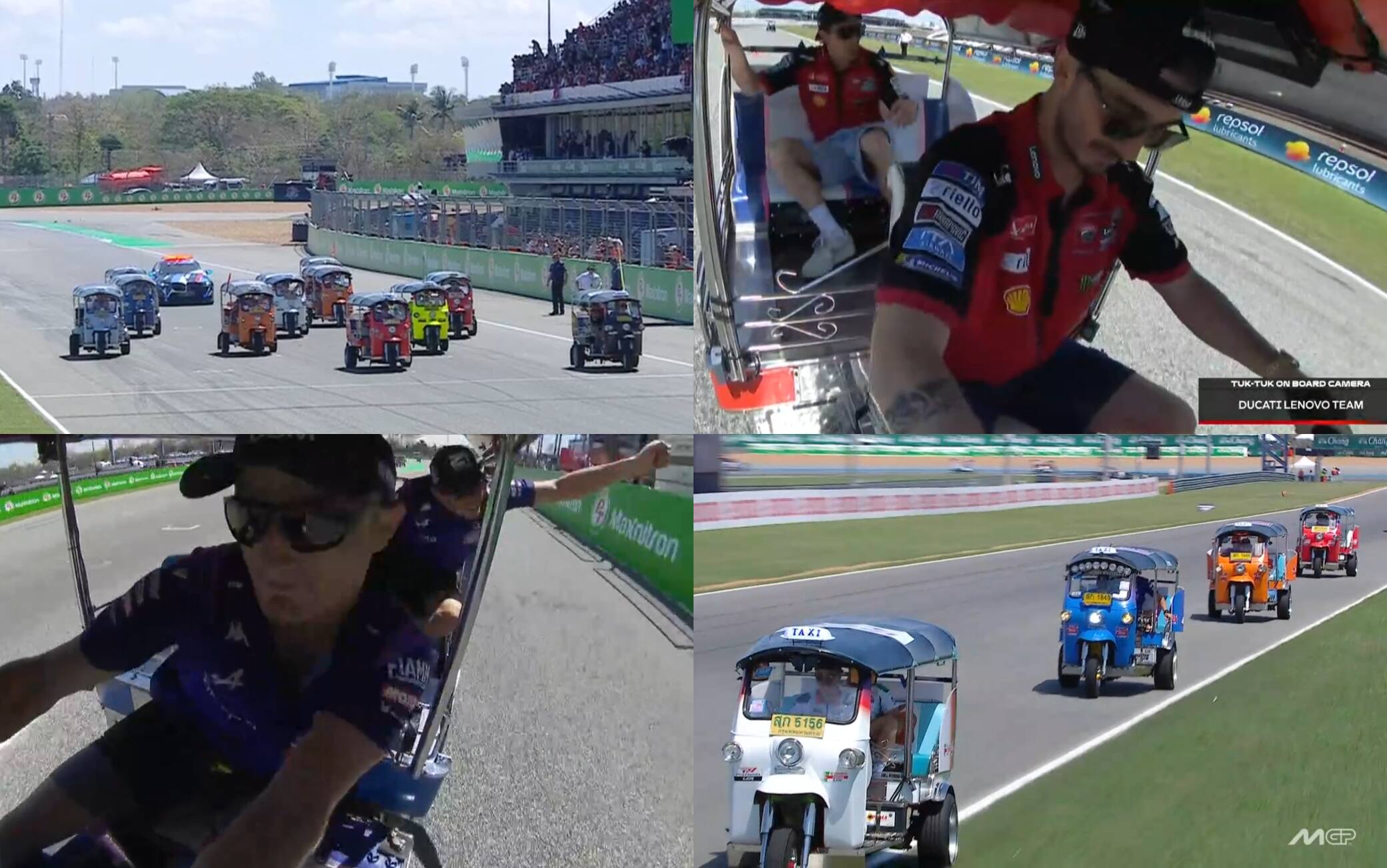 MotoGP, la prima gara della domenica in Thailandia? Sui tuk-tuk... VIDEO