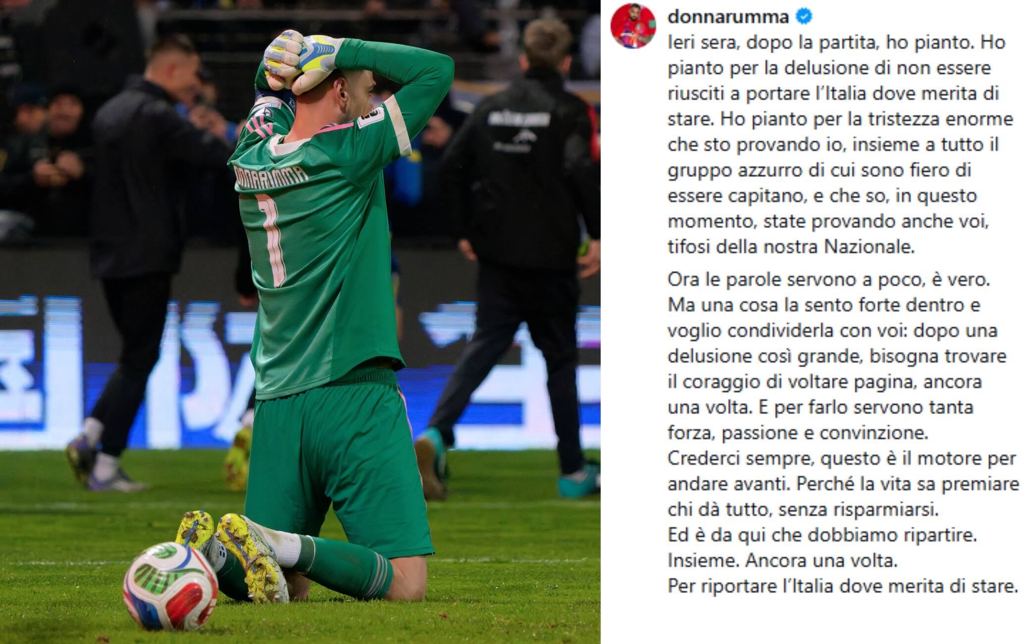 Donnarumma dopo il flop Italia: "Ho pianto, ora serve coraggio di voltare pagina"