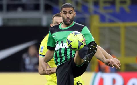Sassuolo’s Gregoire Defrel in action during the Italian serie A soccer match between Fc Inter  and Sassuolo Giuseppe Meazza stadium in Milan, 13 May  2023.ANSA / MATTEO BAZZI