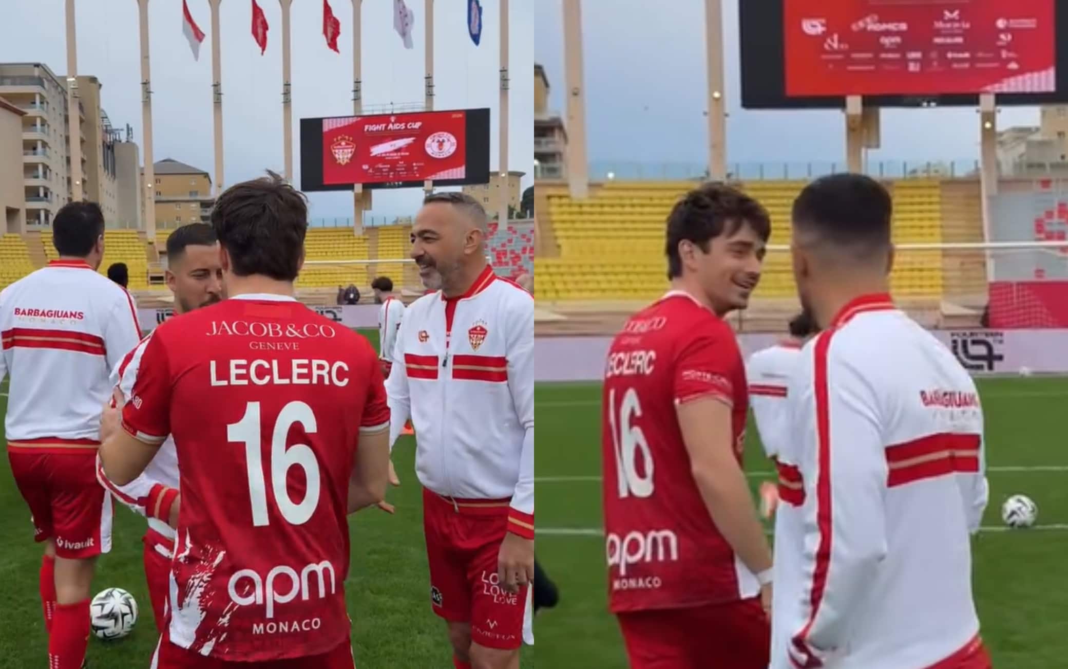 Ferrari, Leclerc calciatore per un giorno: partita di beneficienza a Monaco