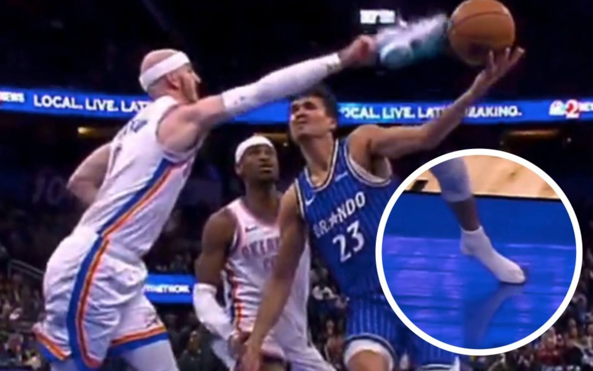 NBA, mai visto prima: Alex Caruso stoppa usando la scarpa, canestro buono e fallo tecnico