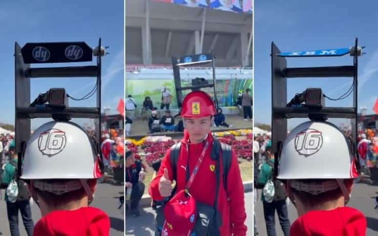 F1, GP Giappone: il tifoso Ferrari ha l'ala 'Macarena'. Il casco è geniale