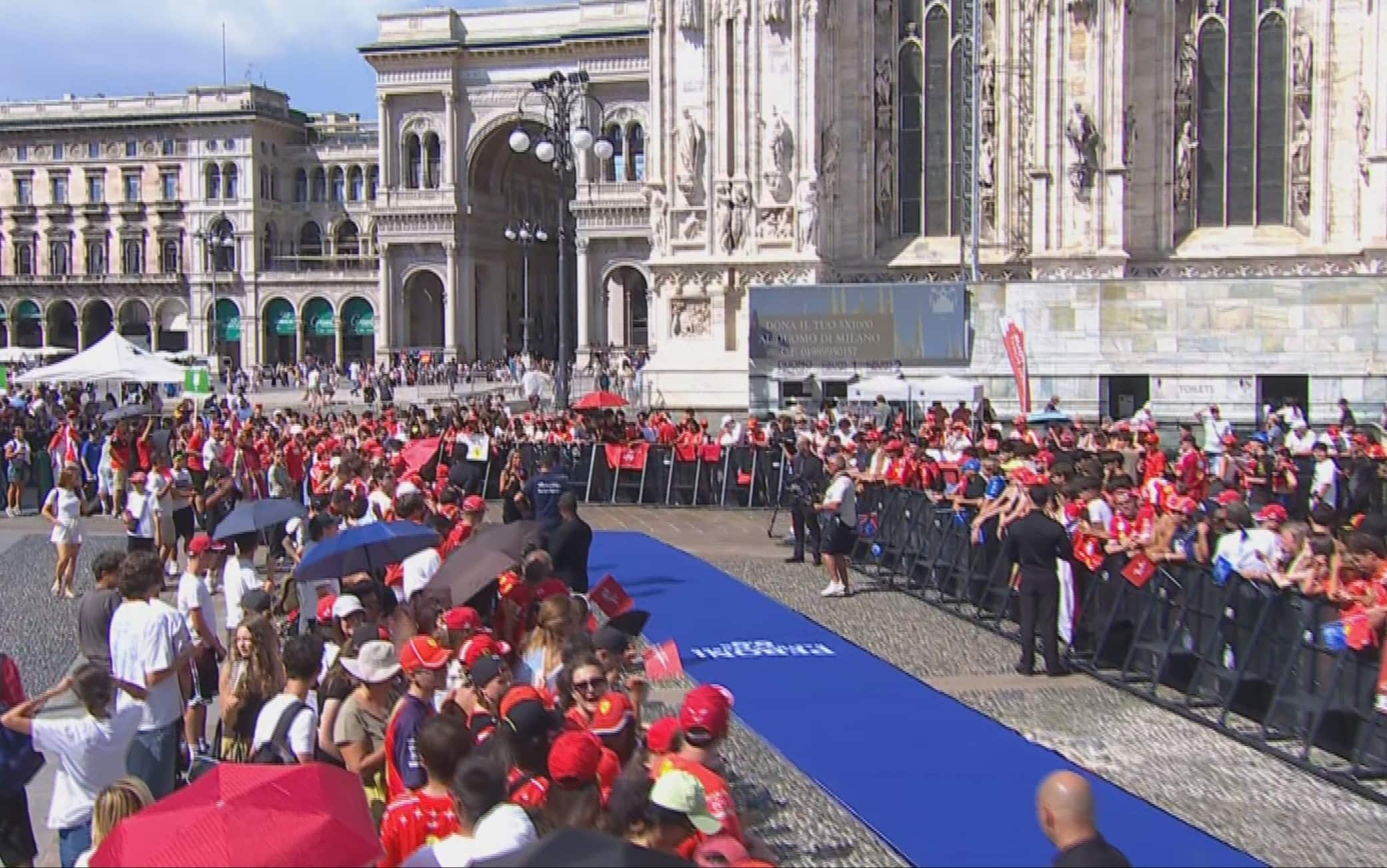 Ferrari a Milano prima del GP Italia: Leclerc e Hamilton a Palazzo Reale in live streaming