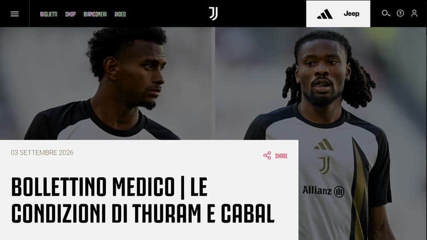 Juventus: Thuram operato, si ferma anche Cabal