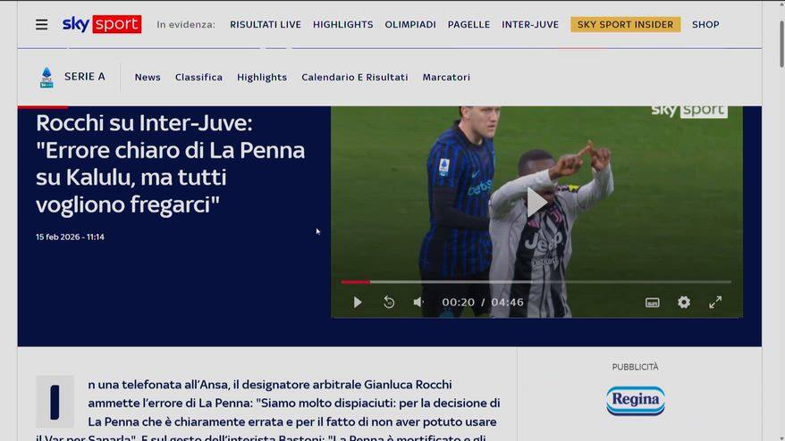 Rocchi dopo Inter-Juve: "Errore chiaro su Kalulu"