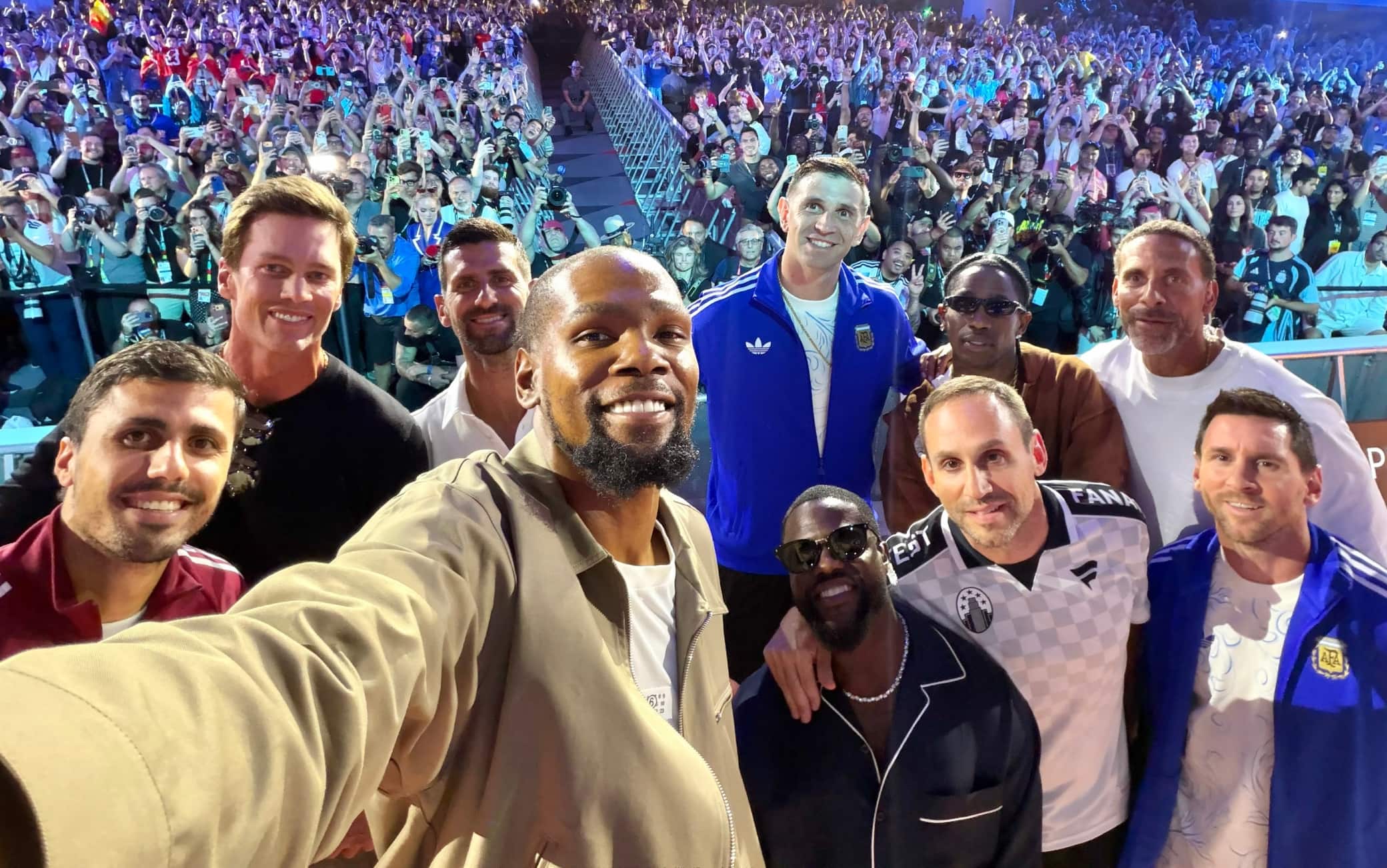 Spagna-Argentina, è già show: Messi e Rodri con Djokovic, Durant e Brady