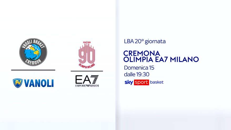Serie A basket, 20^ turno: Cremona-Olimpia Milano su Sky