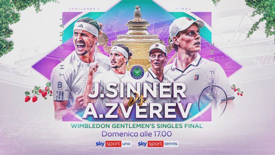Sinner-Zverev, la finale di Wimbledon LIVE domenica su Sky