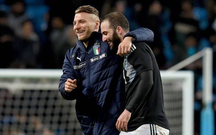 Immobile e Higuain nel 2018 dopo un'amichevole Italia-Argentina