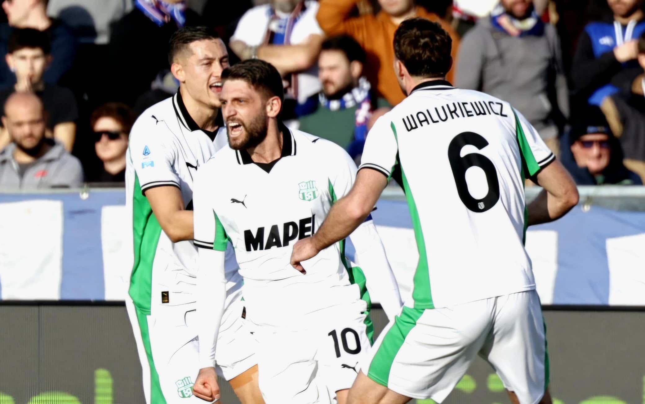 Pisa-Sassuolo 1-3: gol di Berardi e autogol di Caracciolo, reti di Aebischer e Koné